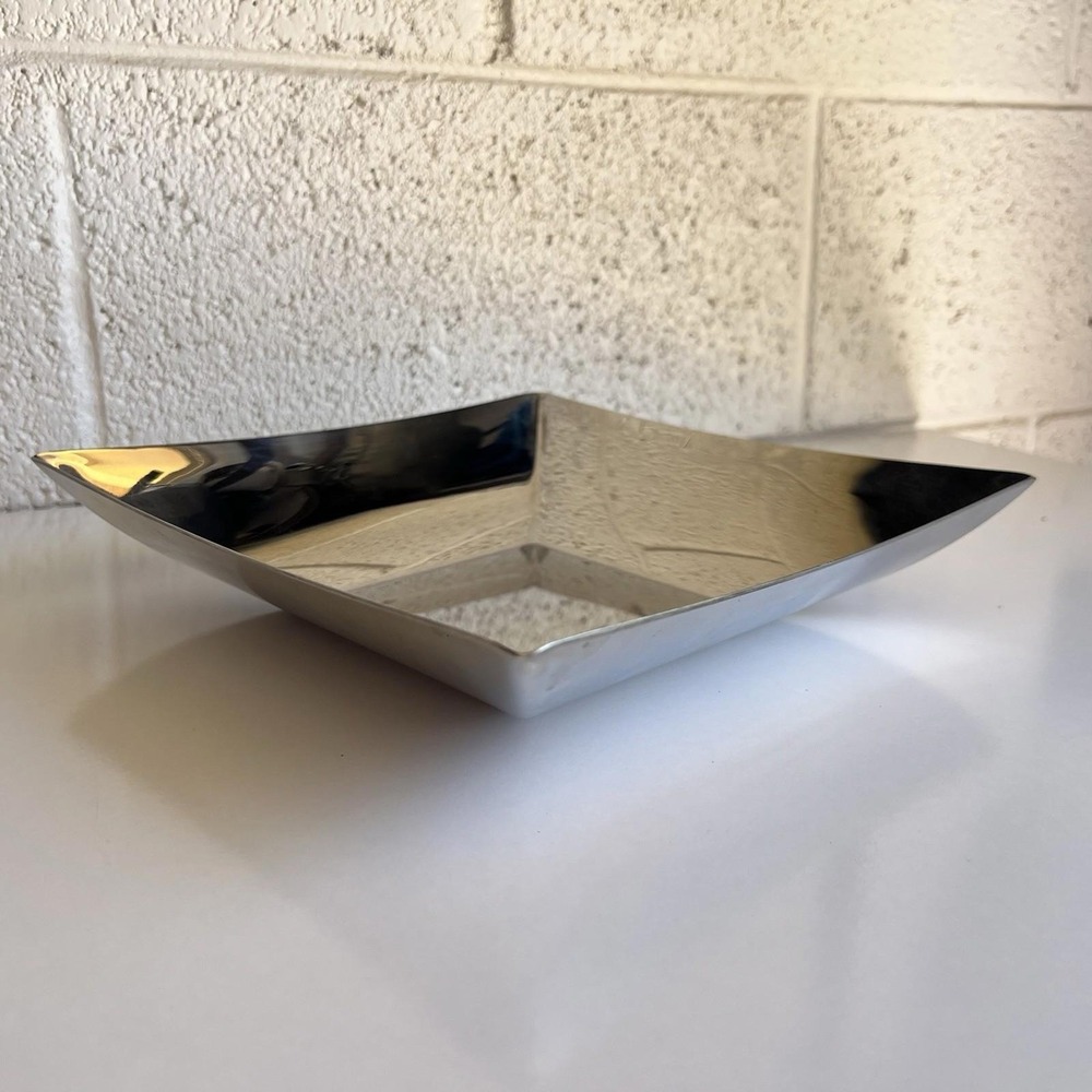 Sambonet Linea Q Polished Stainless Steel Square Fruit Bowl Made In Italy